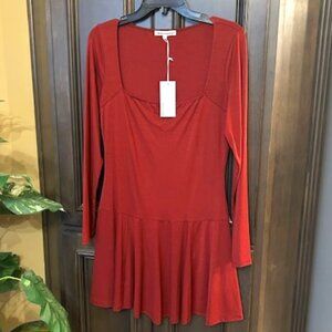 Reformation Chianti Coen Long Sleeve Drop Waist Minidress